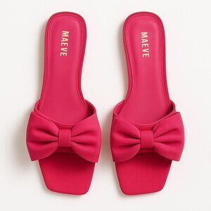 Maeve by Anthropologie Bow Micro Wedge Sandals in Pink Size 8 NEW